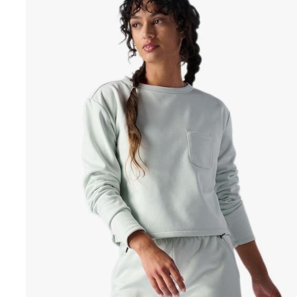 Stoic Double Knit Mock‎ Sweatshirt Cropped Size Large Athleisure Outdoors Active